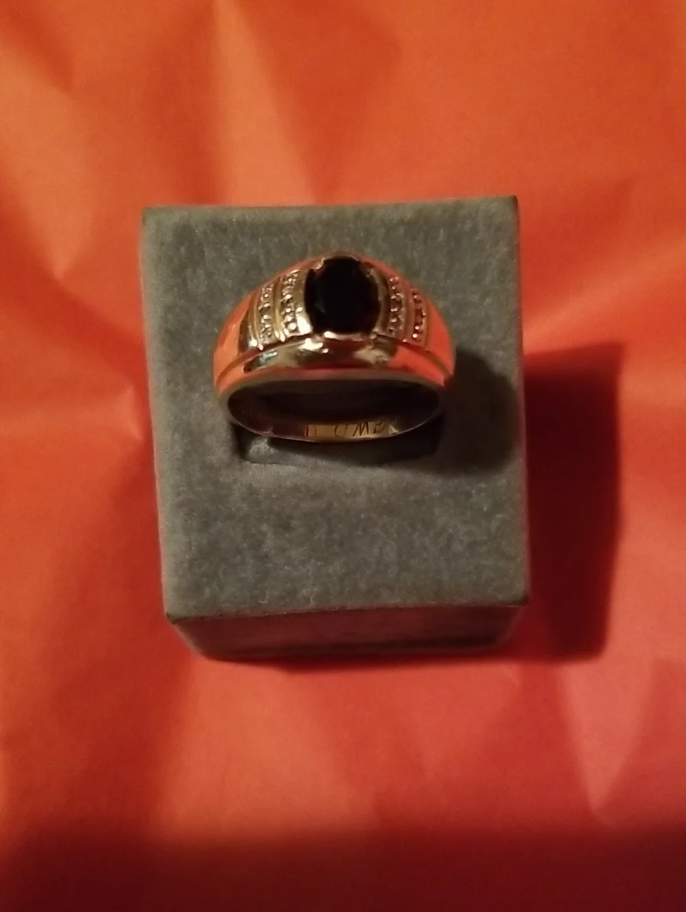 10K gold ring with Onyx and Diamonds